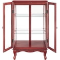 thumbnail image 5 of Vintage Lighted Curio Storage Cabinet with Mirrored Back & Tempered Glass Doors, 3 Tier Storage Display Cabinet Adjustable Shelves Home Office Showcase,Cherry, 5 of 8