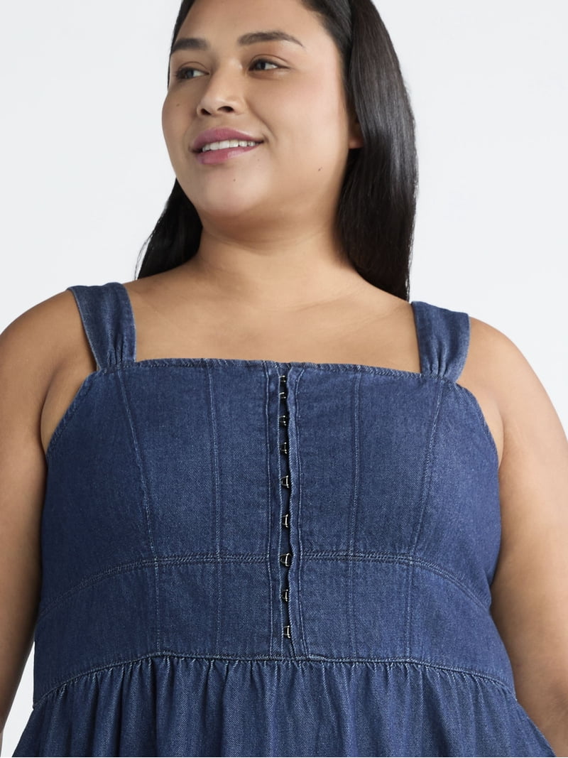women's denim corset midi a-line dress - universal thread Corset Denim Midi Dress