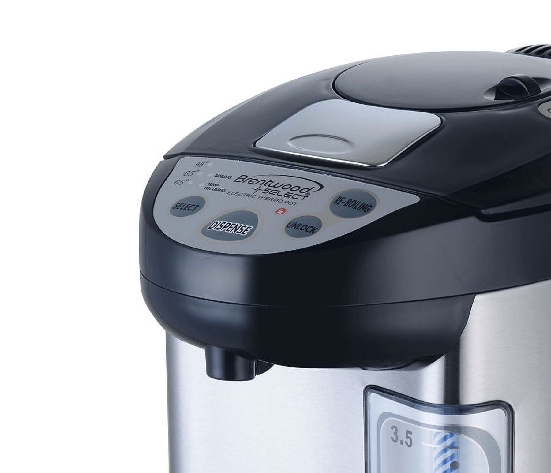 Distributeur d'eau chaude électrique de 4,0 litres en acier inoxydable de Brentwood Select