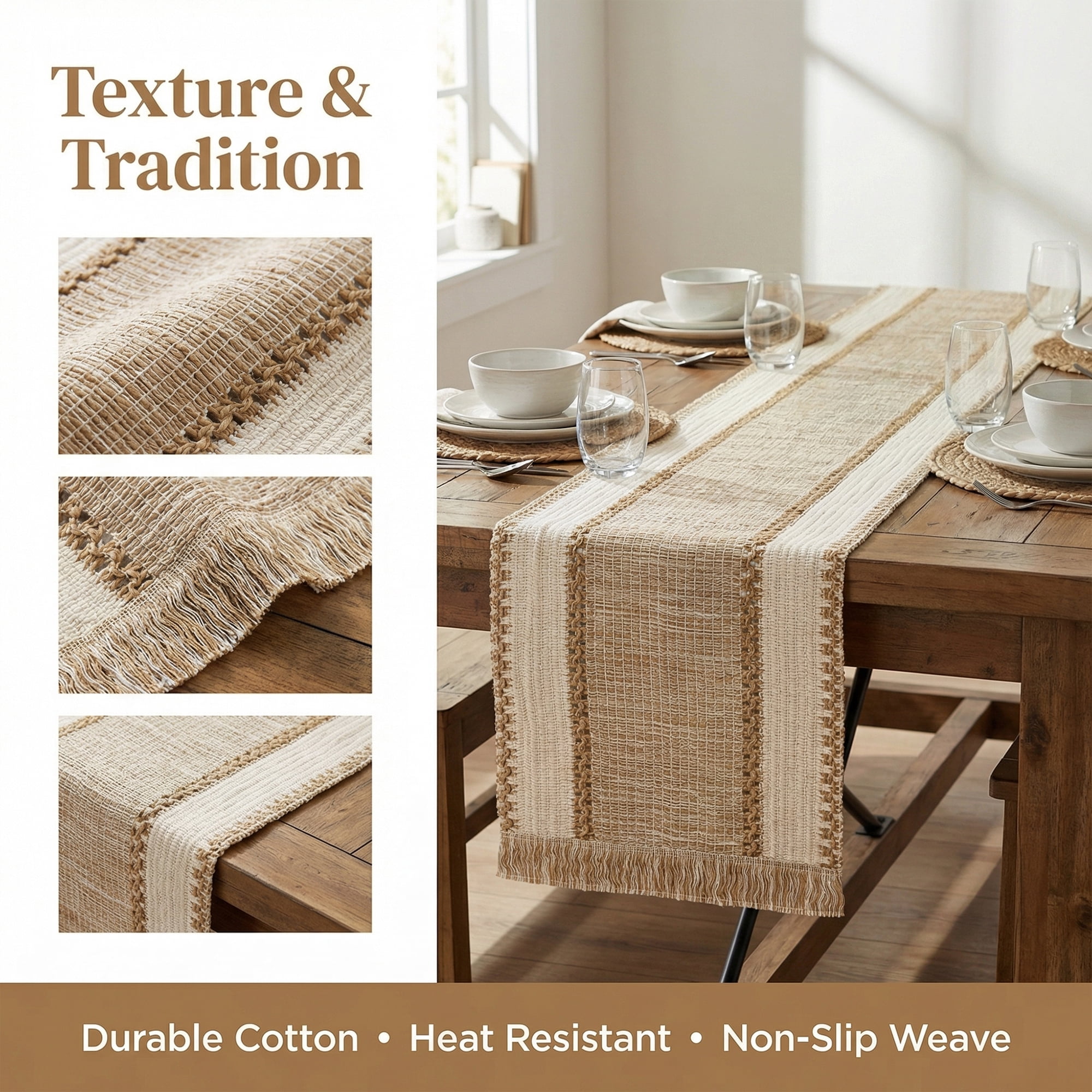 Unique Bargains Birthday Decorations Long Kitchen Runner with Tassel Coffee 11.8x63in