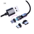 thumbnail image 1 of Inteprter Cable de succión magnética para USB Carga rápida Cabeza redonda Opcional 3 EN 1 Enchufe para Android Electrónica negro 1M, 1 of 1