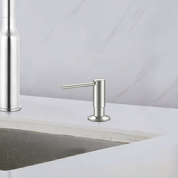 KBFmore 350 ml Round Stainless Steel Kitchen Soap or Lotion Dispenser with 360 Degree Swivel Spout
