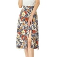 thumbnail image 1 of INSPIRE CHIC Women's High Waisted Split Hem A-Line Floral Skirts, 1 of 4