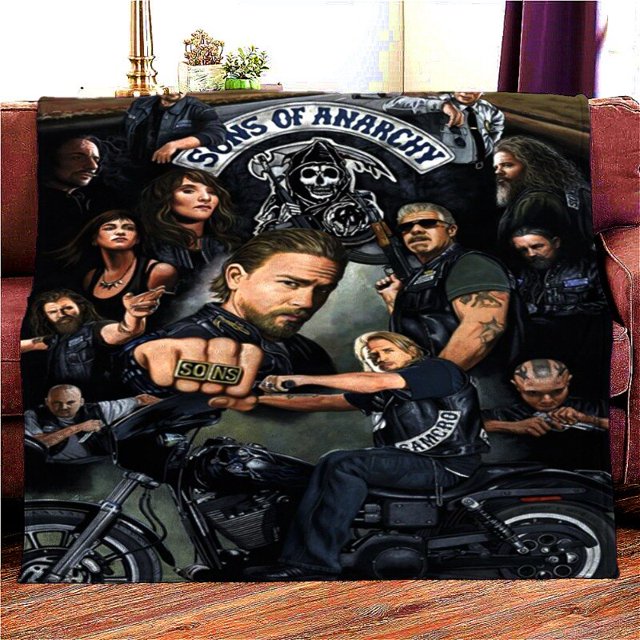Manta de Hells Angels Sons of Anarchy Hell Riders, Decke,deka, couverture,viltti,koc, 담, deken,cobertor,frazada, täppe, teppe