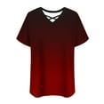 thumbnail image 6 of JGGSPWM Women's Plus Size Short Sleeve Criss Cross Neck Summer Trendy Dressy Casual Tunic Tops Tees Blouses Red XL, 6 of 6
