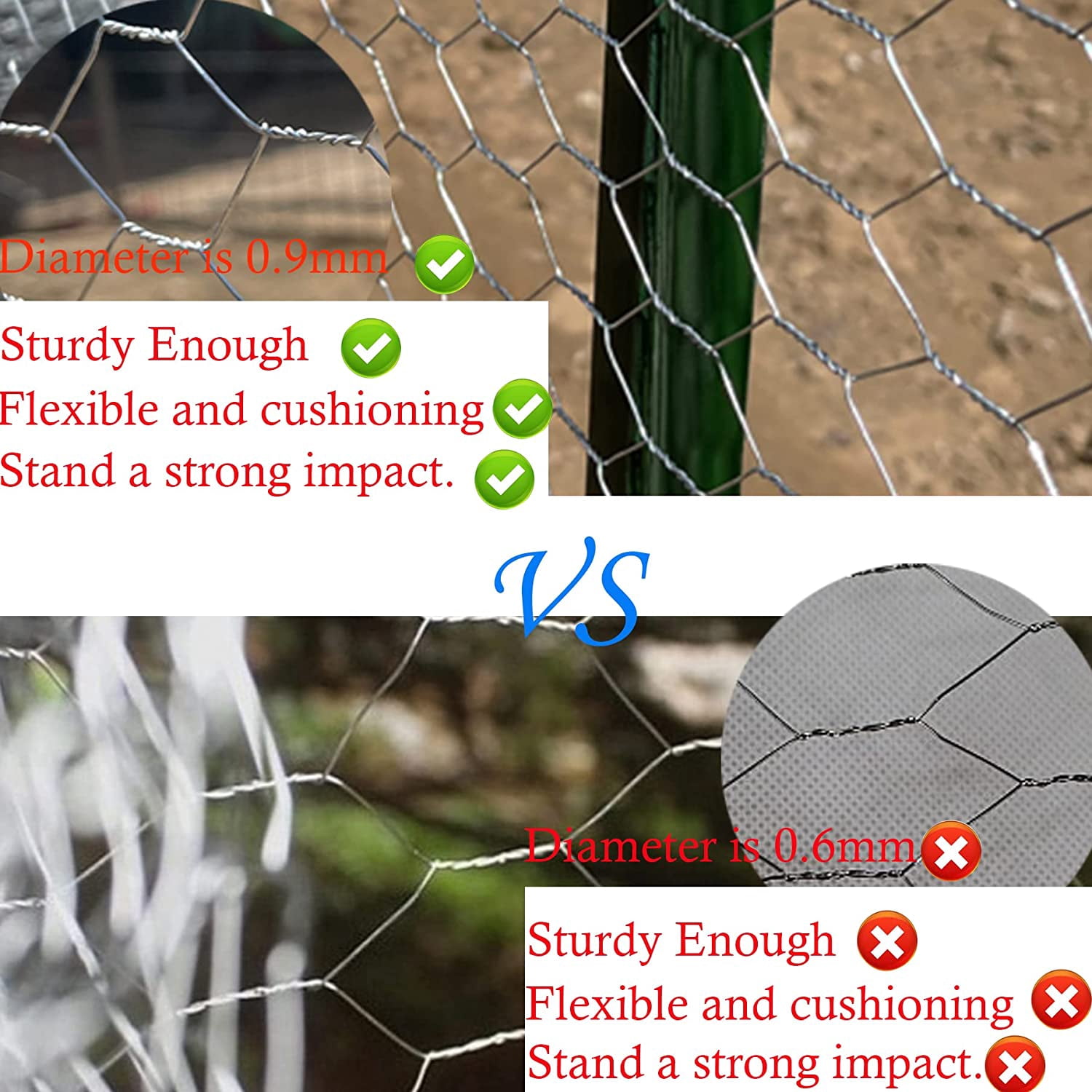netuera Galvanized Poultry Wire Netting 2" Hexagonal Mesh Wire Fence fit for Family Craft Projects Chicken Netting Garden Fencing Backyard Fencing