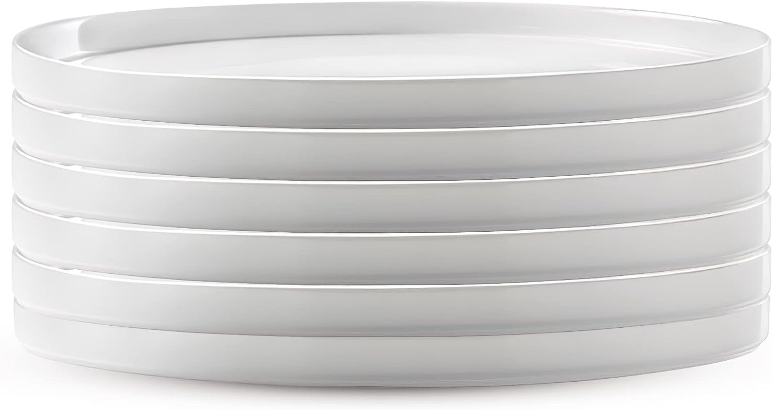Bormioli Rocco Grangusto Italiana Set Of 6 Flat Plates, Tempered Opal Glass, 8.25 Inch, Clean White