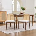 thumbnail image 2 of GAKMCIL Chenille Dining Chair, Mid-Century Modern Arm Chair, 1-Seat Cushioned Sofa with Solid Wood Armrests and Legs, Weight Capacity 300lbs for Dining Room, Kitchen and Bedroom (Brown), 2 of 9