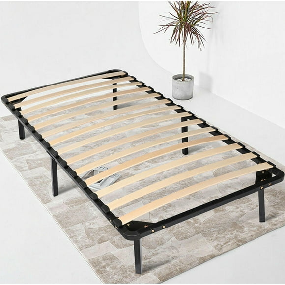 Twin Size Bed Frame, 13 Inch Metal Platform Bed Mattress Foundation with Wooden Slat Support, No Box Spring Needed