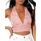 thumbnail image 3 of Txlixc Blusas recortadas con cuello halter para mujer, suéter sin mangas con cuello en V Txlixc Sexy, 3 of 8