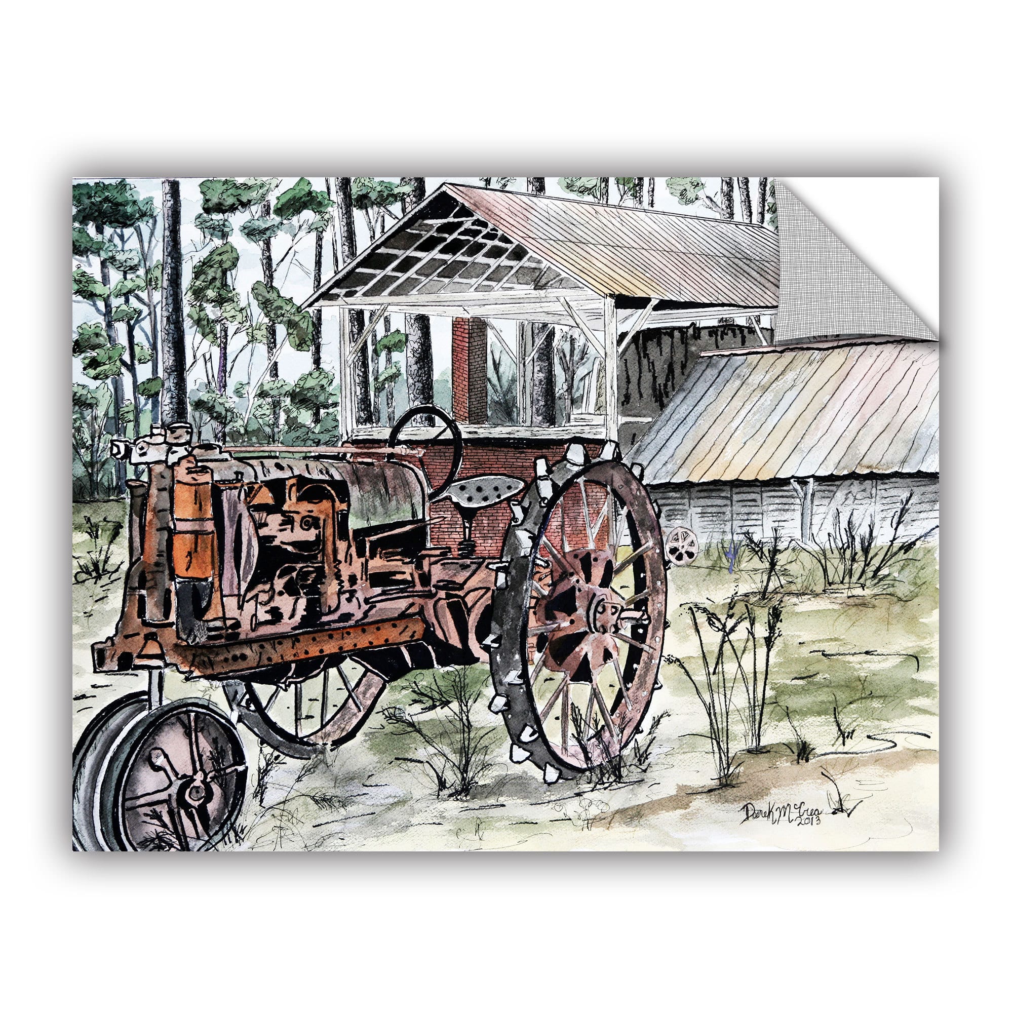 ArtAppealz Derek Mccrea "Farm Tractor" Removable Wall Art