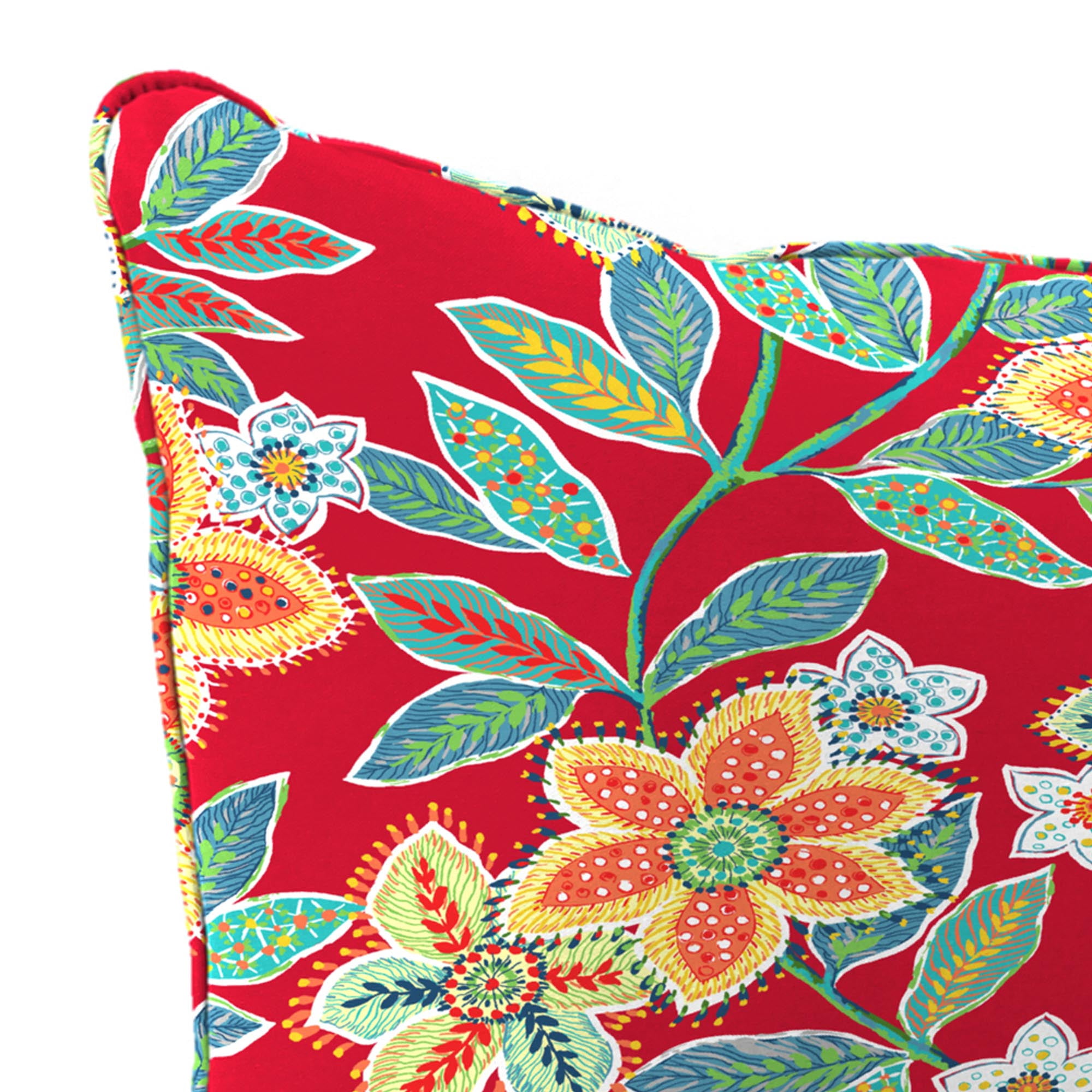 Jordan Manufacturing 46.5" x 24" Leathra Red Floral Rectangular Outdoor Deep Seat Chair Cushion Set with Welt