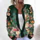 thumbnail image 1 of Cárdigan informal de punto con estampado floral para mujer, chaqueta abotonada y abrigo superior para mujer, 1 of 5