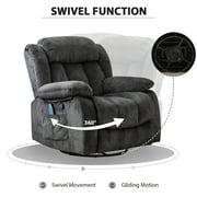 Bonzy Home Massage Swivel Recliner Chair with Heat and Vibration Manual Rocker Recliner, Gray