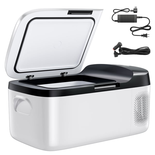 KFFKFF Car Refrigerator, DC 12/24V AC100-240V Compressor Electric Cooler, -4°F to 68°F Car Fridge with APP Control, 16 QT, 60W