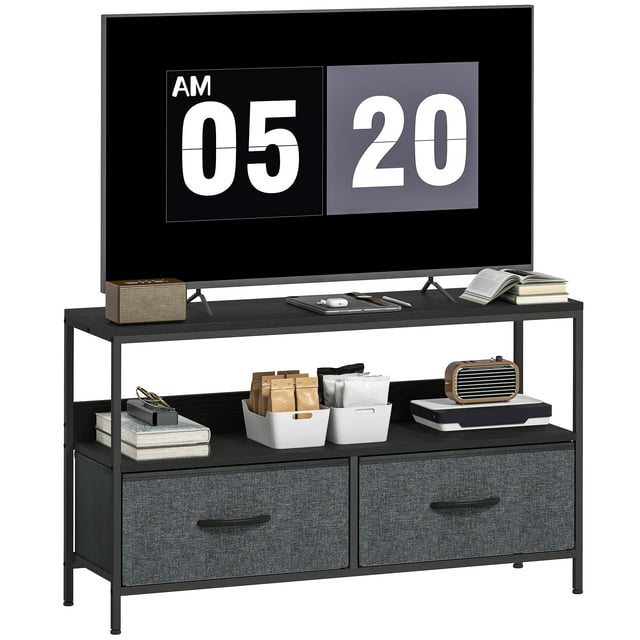 HOMCOM Meuble Télé, Table Télé avec Rangement pour Téléviseur de 47 Pouces, Noir