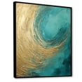 thumbnail image 2 of Designart "Alchemical Spiral Of Gold Teal Oceans I" Abstract Spirals Floater Framed Wall Art Living Room, 2 of 5