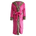 thumbnail image 5 of Women Robe Casual Splice Leopard Print Flannel Long Sleeve Bathelegant Loungewear Kimono Housecoat Women's Sleepwear, 5 of 9