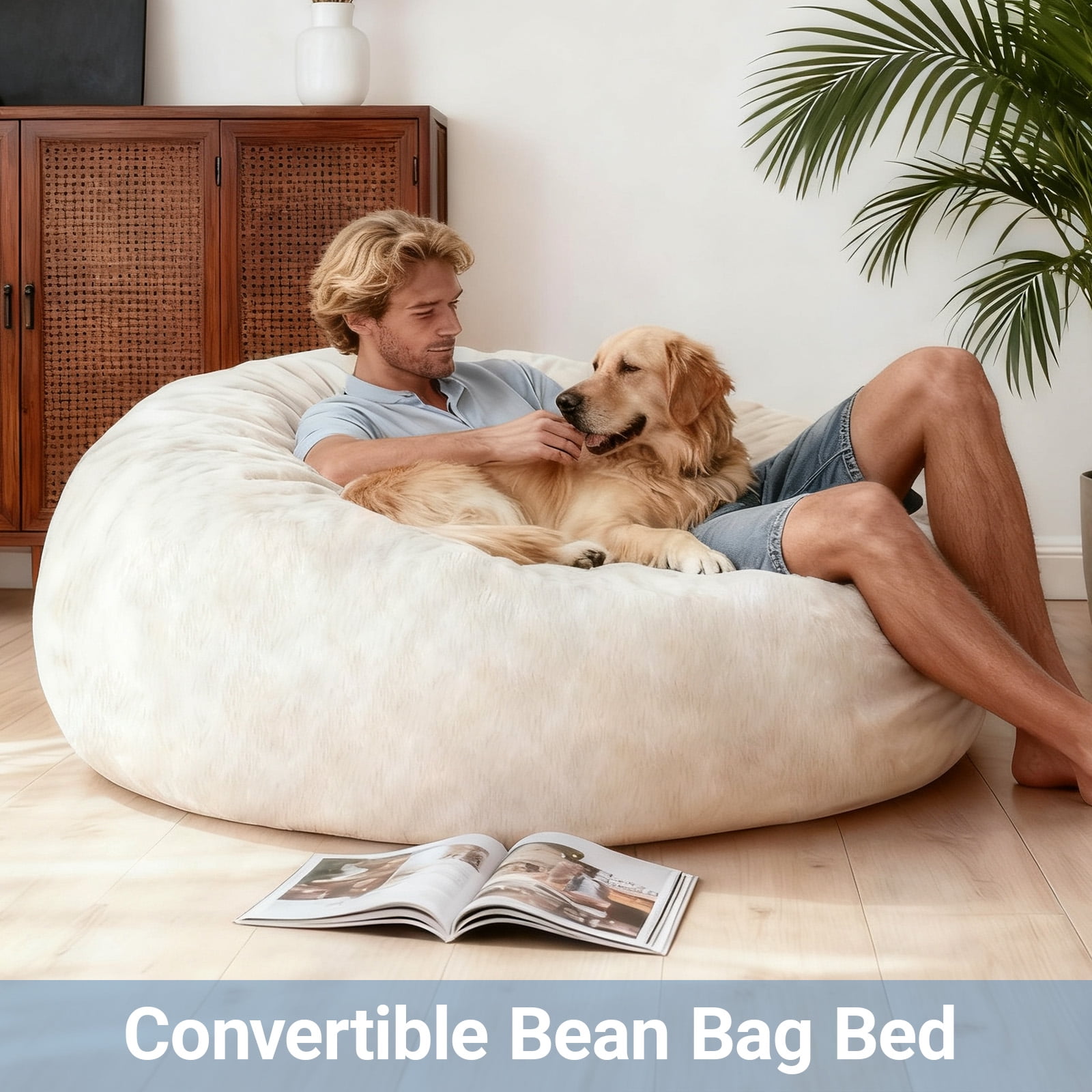 Memory Foam Bean Bag Chair Sofa Bed for Adults, Soft Micro Fiber Cover Round Single Couch – Ideal for Living Room, Bedroom & College Dorm