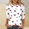 thumbnail image 3 of TKLPEHG Women 3/4 Sleeve Tees Crew Neck Three-quarter Sleeve Tshirt Fashion Loose Summer Cute Comfy Dog Paw Print Graphic Tee Casual Outfits (Pink,S), 3 of 4