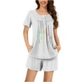 thumbnail image 2 of Asgosdo Two Piece Pajama Set for Women Lounge Set Short Sleeve Tops and Shorts Soft Sleepwear, 2 of 5
