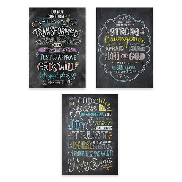 Bible Verses in Chalk Rejoice Inspire U Poster 3-Pack | Bundle of 5