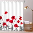 thumbnail image 2 of JOOCAR Poppy Shower Curtain Red  with 12 Hooks Washable Polyester Fabric 72"x72" inch, 2 of 7