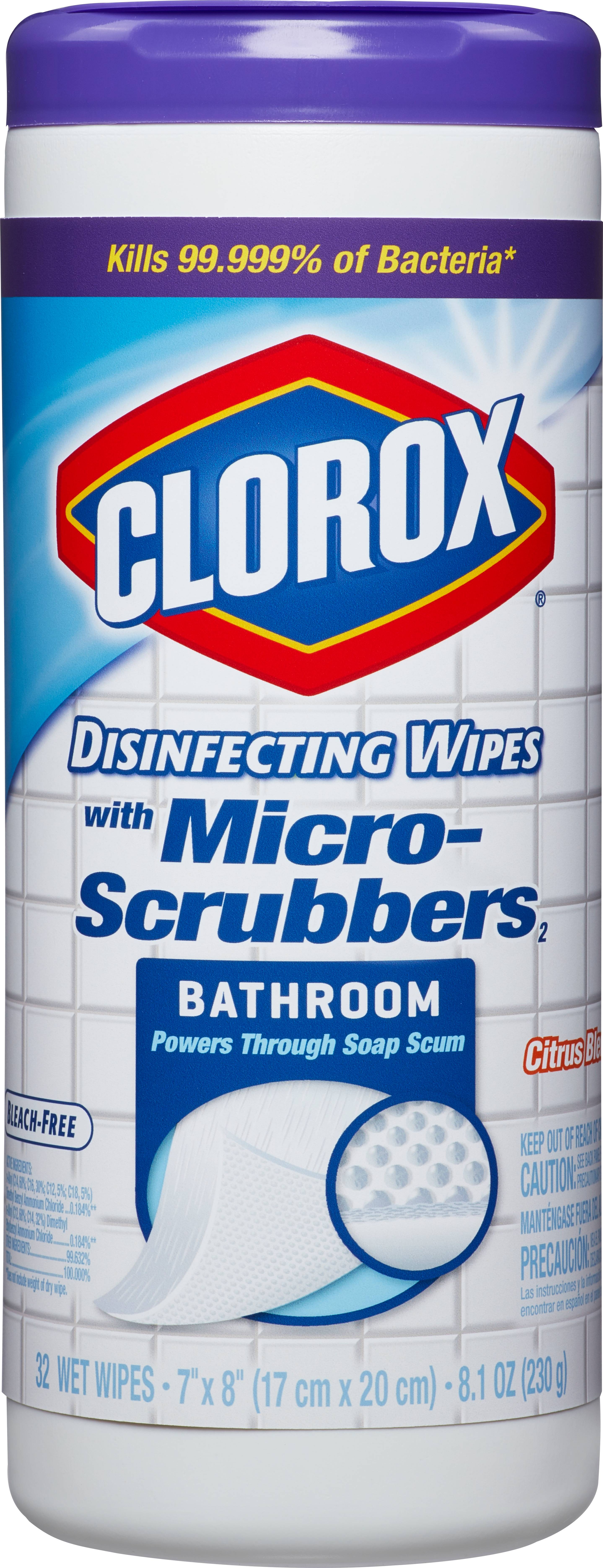 Clorox Disinfecting Wipes with MicroScrubbers, Bleach Free Cleaning Wipes Citrus Blend 32