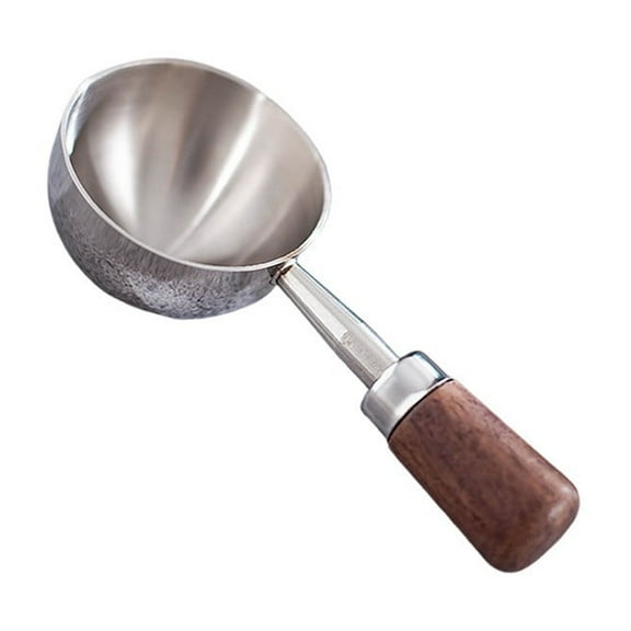 DAMAI Short handle-Coffee Scoop Vintage Coffee Measuring Spoon,Stainless Steel Coffee Spoon With Nature Walnut wood Handle,Kitchen Utensil Loose Tea Spoon Perfect for Coffee Tea