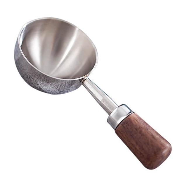 fheaev Stainless Steel Wooden Handle Coffee Measuring Spoon Tea Spoon Baking Scale Measuring Spoon Milk Powder Auxiliary Food Spoon Seasoning Measuring Spoon