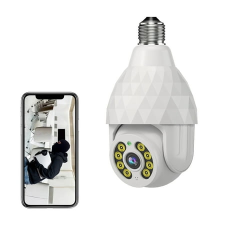 

GiliGiliso Clearance Wireless WiFi Light Bulb Camera 2MP Light Bulb Security Camera Smart 360 PTZ Bulb Security Camera APP Access And Alarm Notification Night Vision