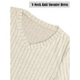thumbnail image 5 of Deago Women's V Neck Fall Dresses Long Sleeve Causal Loose Knee Length Sweater Dress with Pockets (Apricot, L), 5 of 7