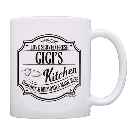 

ThisWear Gifts for Gigi Love Served Fresh Gigi s Kitchen Comfort Memories Made Here Ceramic 11oz Coffee Mug Gigi