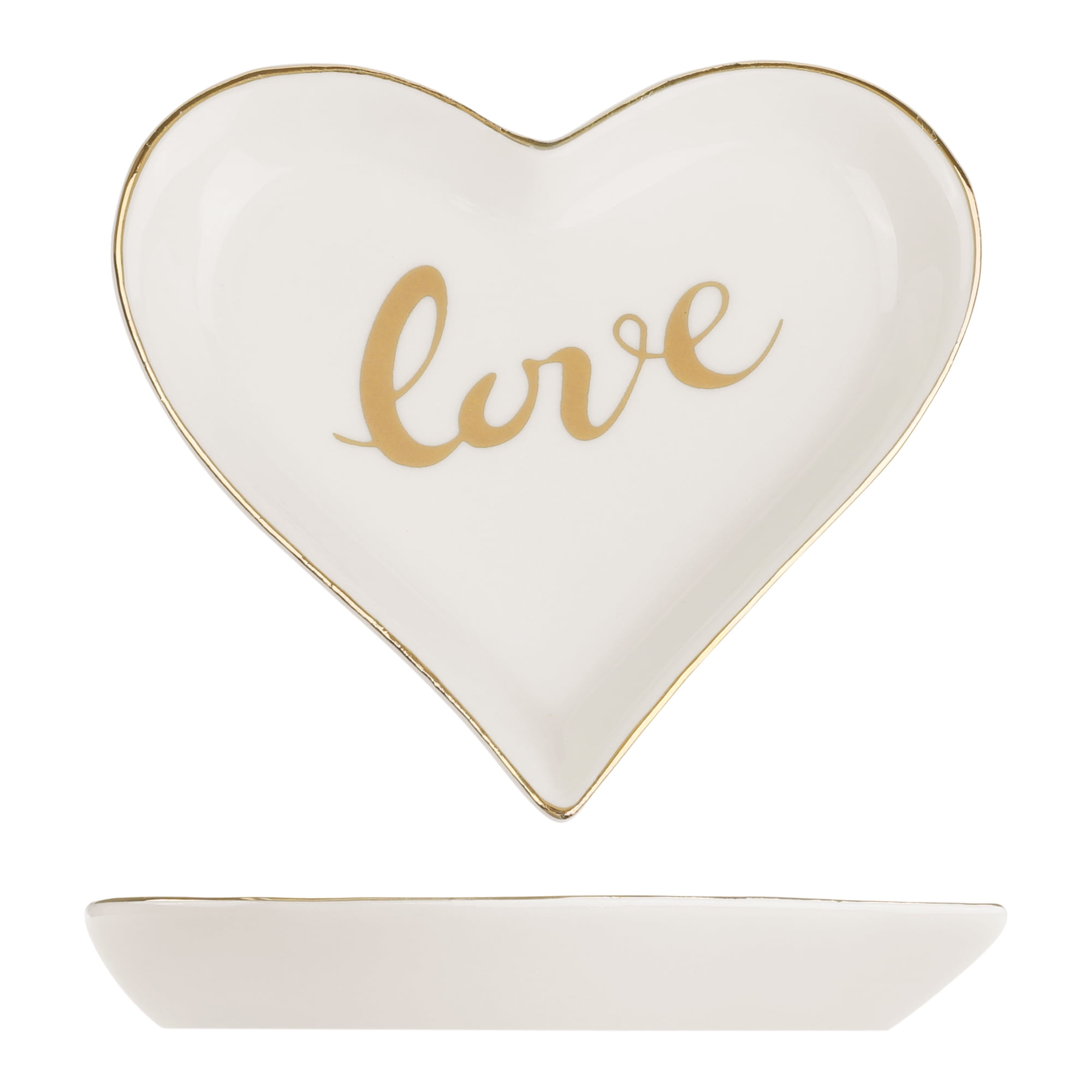 Unique Bargains Ceramic Jewelry Tray Trinket Ring Dish for Organizing Earrings Necklaces LOVE-10*9.2*1.3cm