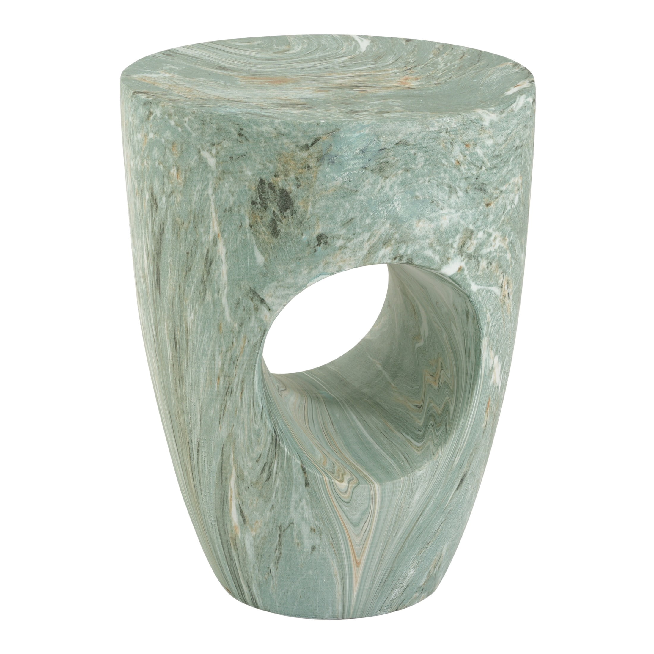 Christopher Knight Home 19.29" Modern Round Faux Marble Accent Side Table, Indoor Outdoor Use, Green