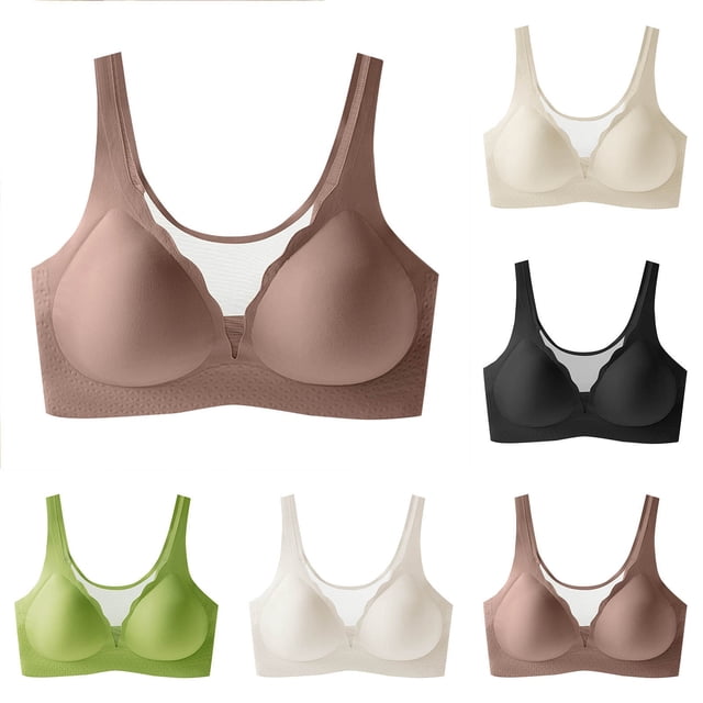 Sentmoon Wireless Bras for Women Oversize Comfortable Support Bras Anti-Sagging Adjustable Strap Breathable Solid Color Seamless Bras Soft and Comfortable for Daily Commute White L