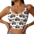 thumbnail image 2 of Picia Cartoon Tractor Sports Bra for Women,Padded Strappy Sports Bras Medium Support Yoga Bra with Removable Cups,Running Yoga Bra-Small, 2 of 9