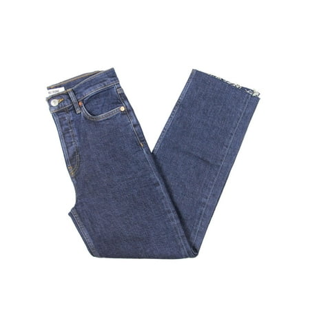 RE/DONE Womens 70's Stove Pipe High Rise Button-Fly Straight Leg Jeans