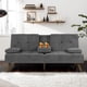 thumbnail image 2 of Futon Couch Sofa Bed Convertible Small Loveseat Sleeper with Cup Holder&Wood Legs&Removable Armrests,Small Spaces,Living Room My Lux Decor Round, 2 of 12