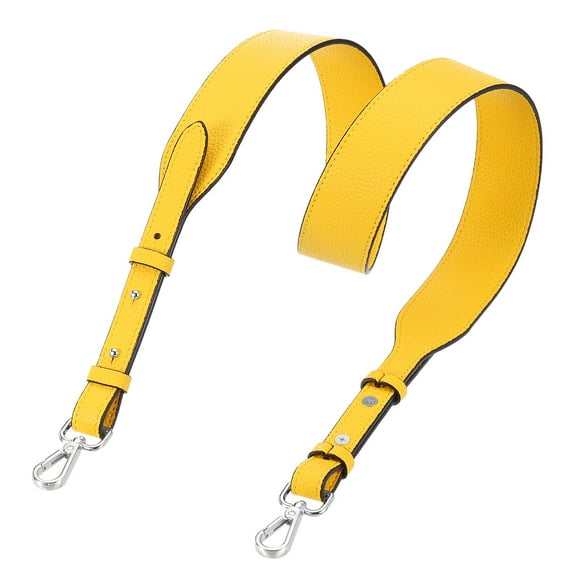 PU Leather Purse Strap, 41.7"-45.3" Adjustable Crossbody Replacement Straps 1.5" Width for Handbags, Shoulder Bag (Yellow, Silver Clasp)