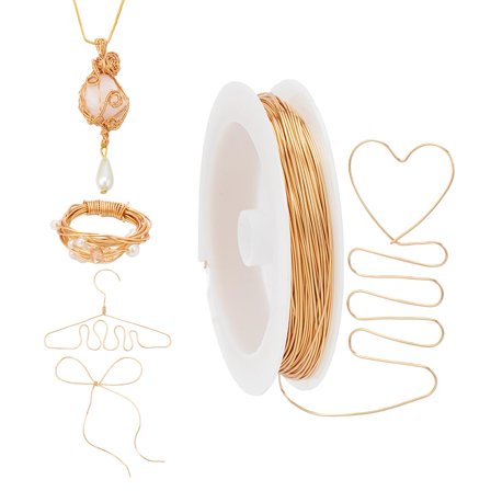 18K Gold Plated Copper Wire 22 Gauge Jewelry Making Bendable Wire Craft Wire Soft Beading Wire Resistant Wire