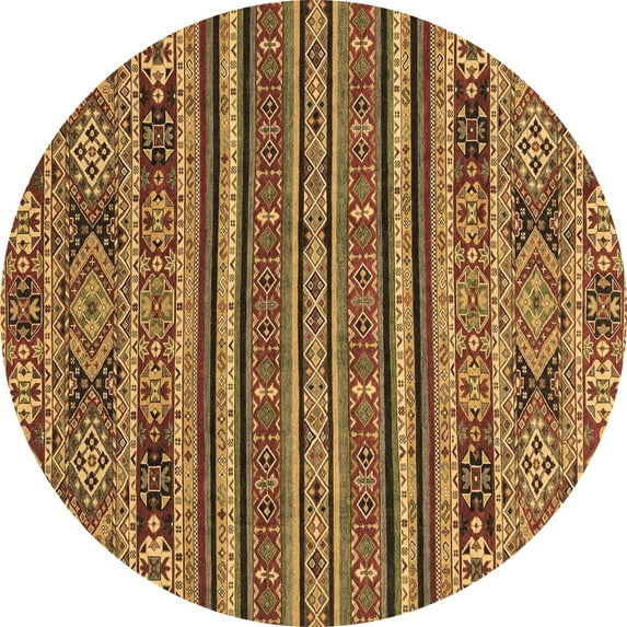 Ahgly Company Indoor Round Abstract Brown Modern Area Rugs, 6' Round