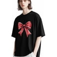 thumbnail image 2 of Men's T-Shirts, Christmas Red Bow Tie Crew Neck Tee Short Sleeve Soft Cotton Undershirt, 2 of 8