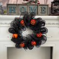thumbnail image 5 of Corona de Halloween de 40 cm para la puerta de entrada con adornos de calabaza Colgante de fiesta de tul, negro, 1 pieza, 5 of 5