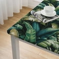 thumbnail image 4 of COMIO Tablecloths Tropical Palm Leaves Summer Green Banana Leaf Square Table Cover White, 4 of 7