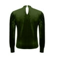thumbnail image 5 of Velvet Mock Neck Shirts for Women Front Cutout Puff Long Sleeve Tops Vintage Solid Elegant Blouse Top Lightweight Slim-Fit Pullover Business Casual Outfits Fall Spring Clothes Green S, 5 of 8