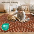 thumbnail image 4 of ODIKA 8'x10' Washable Area Rug Boho Fall Halloween Terracotta Vintage Bathroom Orange Burnt Refined Structured for King Size Bedroom Under Bed, Master Suite, Non-Shedding, Easy Care, 4 of 7