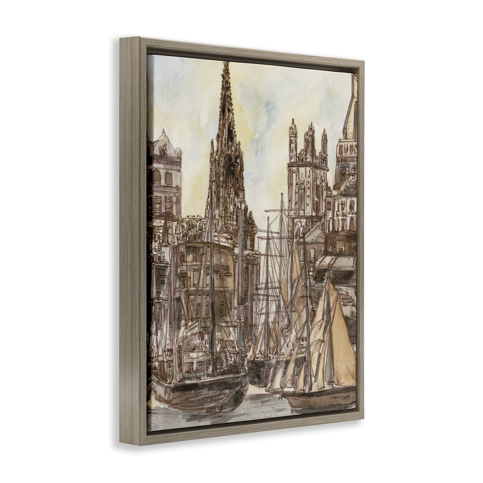 Stupell Industries Salted Remnants Harbor Brown Framed Floater Canvas Wall Art, design by Melissa Wang