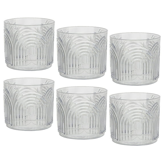 Fun Express 16 oz. Bulk 48 Count Modern Rainbow Clear Reusable Plastic Cups