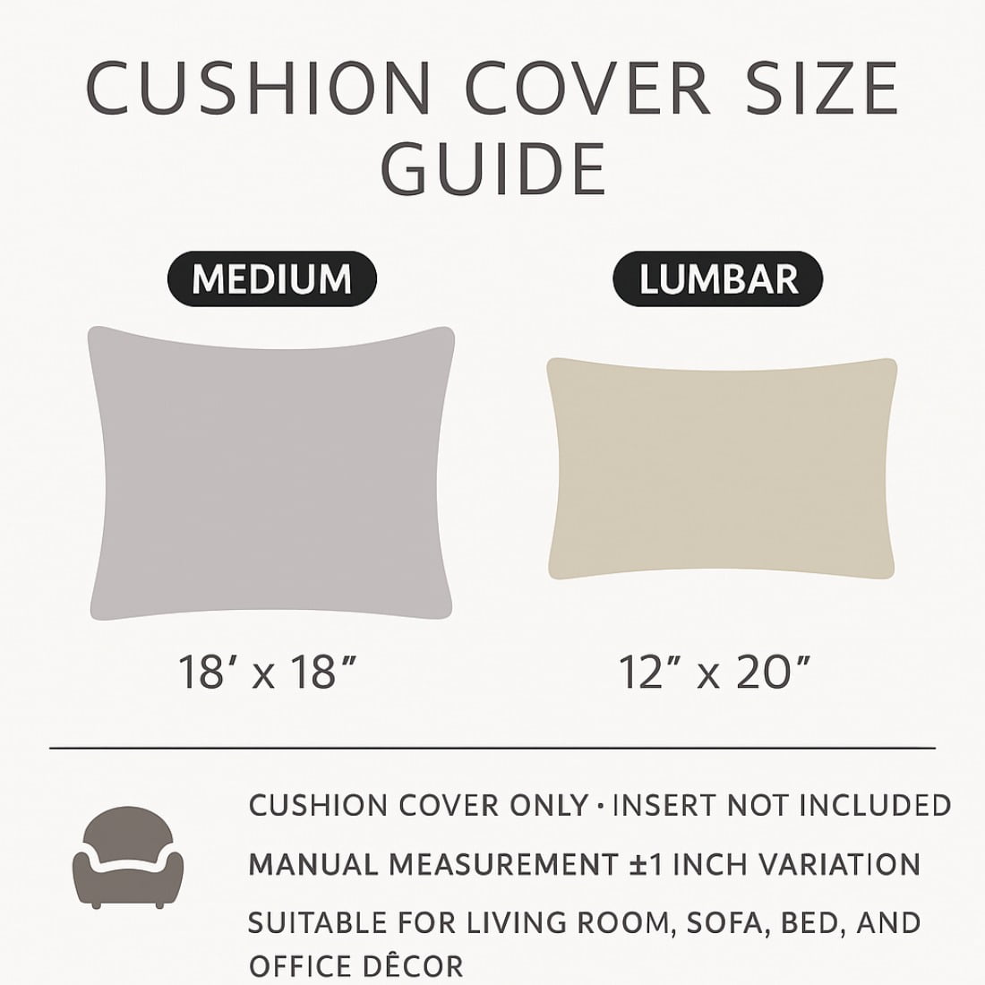 Chenille Textured Decorative Throw Pillow Covers for Sofa Living Room Home, Cozy Accent Cushions for Families & Apartments, 18x18 Inch